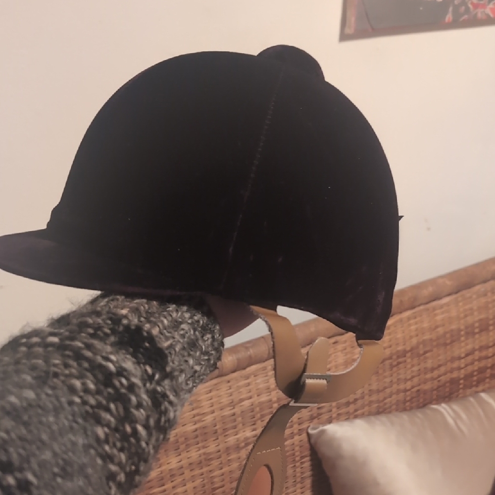 Kids Black Velvet Equestrian Show Riding Helmet